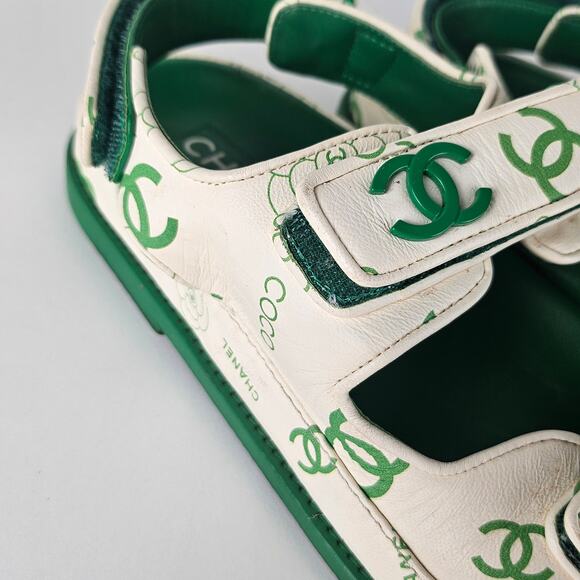 Chanel Green CC Dad Sandals US 8 / EU 38 - Picture 10 of 11